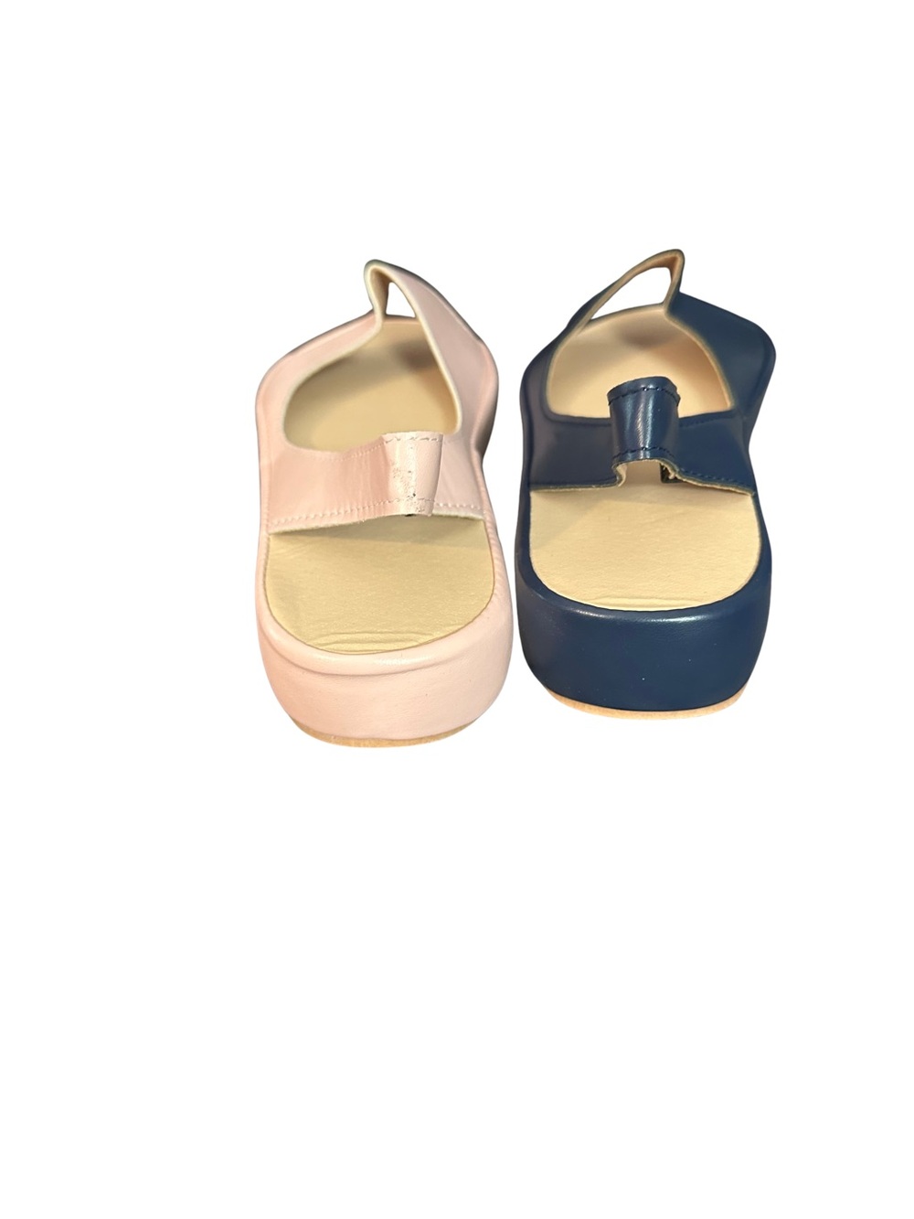 Women's Slingback Open-Toe Sandals in Navy and Blush - Picture 3 of 3